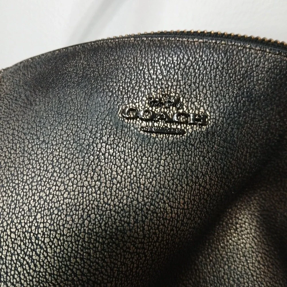 COACH Black And Copper Metallic Pebbled Leather Kelsey Crossbody Bag Purse